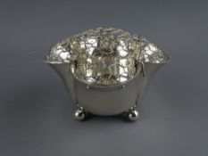 A SILVER ROSE BOWL ON FOUR BALL FEET, Edinburgh 1902, 7.2 troy ozs, 15 cms wide, 7 cms high