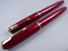 Vintage red Parker Duofold Senior fountain pen with original 14ct gold nib and gold plated trim
