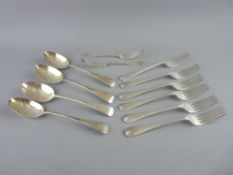 SILVER FLATWARE to include six large forks, Birmingham 1926, four tablespoons, Sheffield 1898 and