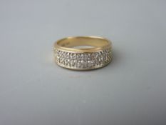 A FOURTEEN CARAT GOLD HALF ETERNITY RING set with twenty small diamonds, size mid 'N' to 'O', 3.4
