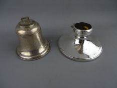 TWO SILVER INKWELLS including a capstan type with tortoiseshell inset lid, Birmingham 1913 and a