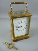 A BRASS CASED FRENCH CARRIAGE CLOCK BY FRANCOIS ARSENE MARGAINE, trademark stamp to backplate, no.