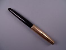 Vintage black Parker 51 fountain pen with 12ct GF cap