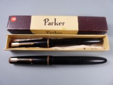 Vintage black Parker Duofold Senior fountain pen with original 14ct gold nib and gold plated trim