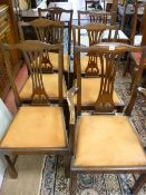 A GOOD SET OF SIX (FIVE PLUS ONE) MAHOGANY DINING CHAIRS having pierced splatbacks