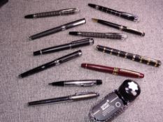 12 Various Montblanc copies. Bottle of Montblanc black ink (50ml) boxed