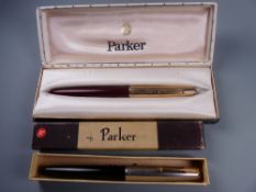 Vintage black Parker 51 fountain pen with Lustraloy cap and gold filled clip and trim, in box and