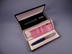 Vintage forest green Parker 51 fountain pen with stainless steel cap in original box with