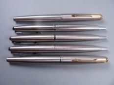 Vintage stainless steel Parker 65 Flighter DeLuxe fountain pen with gold plated trim and broad