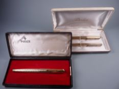 Vintage 12ct rolled gold Parker 65 Custom Insignia fountain pen and pencil set, in original