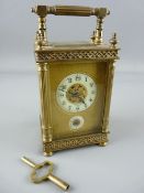A FRENCH BRASS CASED CARRIAGE CLOCK BY DIETTE HOUR, stamped 'D H', the dial marked 'Lausanne',