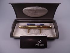 Modern gold plated Parker Sonnet Dimonite G fountain pen with gold plated trim and 23ct gold