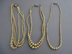 THREE GRADUATED PEARL NECKLACES