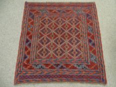 Cazak rug multi bordered with central diamond pattern 126 x 118cms