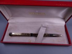 Vintage slimline model Black and Gold Sheaffer Targa fountain pen with feather pattern and 23-
