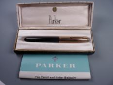 Vintage black Parker 51 fountain pen with Signet rolled gold plated cap and trim, in original box