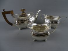 A THREE PIECE SILVER TEA SERVICE, Chester 1927 and 1930, 32 troy ozs gross