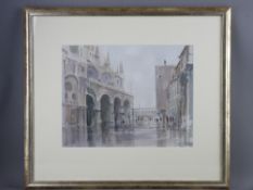 D H CROCKETT watercolour - Venetian Palazzo scene with figures, monogrammed and dated 1995, 25 x
