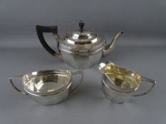 A SILVER THREE PIECE TEASET, Birmingham 1947, 30 troy ozs approximately