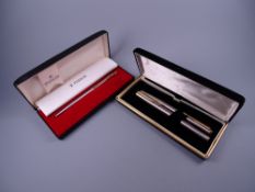 Vintage 1980's stainless steel Parker International Classic Flighter ballpen with gold plated