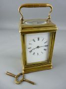 A DROCOURT FRENCH BRASS FACED CARRIAGE CLOCK, trademark stamp to the backplate, no. 14239, 18 cms