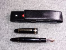 Large vintage black Montblanc Meisterstuck fountain pen No 149 in Montblanc leather pouch.