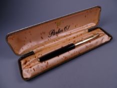 Vintage black Parker 61 fountain pen with 12ct gold filled cap and gold plated trim, in original box