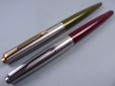 Vintage burgundy Parker 61 fountain pen with Lustraloy cap and chrome plated clip and a Vintage