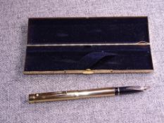 Vintage Imperial brass Sheaffer Targa fountain pen with lacquered brass finish polished to a