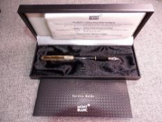 Black Montblanc Meisterstuck fountain pen with silver top (925) boxed with service guide