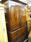 A VICTORIAN MAHOGANY PRESS CUPBOARD, 218 cms high, 133 cms wide maximum, 56 cms deep