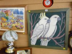 Framed possibly silkwork picture etc