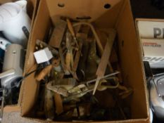 Box of garage tools and accessories