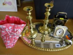 Mantel clocks, candlesticks, mirrors etc