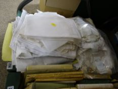 Box of vintage table and other linen