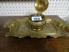 Decorative brass inkwell