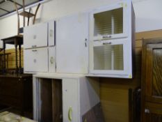 White painted kitchen cabinet, a kitchen cupboard, a barley twist occasional table and a polished