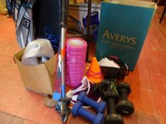 Parcel of exercise equipment including Confidence weight's bench, fitness ball etc