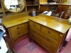 Victorian mahogany and dart inlaid dressing table and four drawer chest