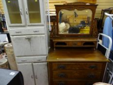 Parcel of polished dining chairs (eight), an Edwardian walnut dressing table and an old kitchen