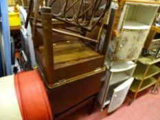 Modern pine towel airer, two fabric covered bedside cabinets, two tier trolley table, pouffe,