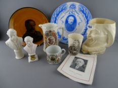Eight pieces of porcelain relating to David Lloyd George and a Christmas greetings card