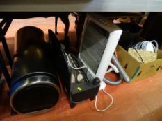 Parcel of electricals - log effect electric heater, halogen radiator and a Spritz small cylinder