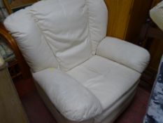 Cream leather armchair