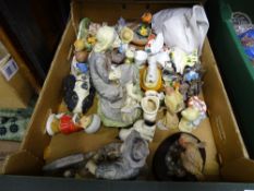 Box of Capodimonte and similar style figures etc