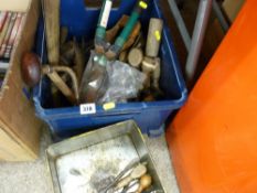 Tub of garage tools and accessories etc