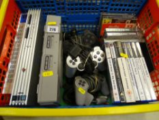 Box of Playstation consoles, accessories, games etc
