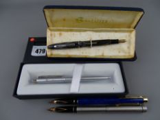 Sheaffer pens - Targa fountain pen, Sentinel ballpoint pen engraved with 'Carillion' and 'Living the