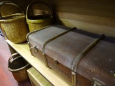 Banded trunk and four straw work buckets with handles