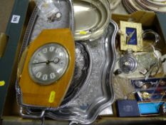 Retro mantel clock, quantity of electroplate etc
